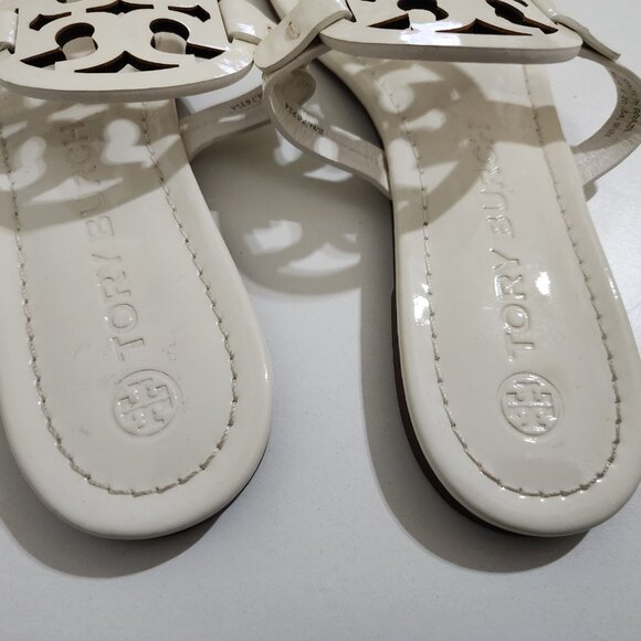 Tory Burch Miller Patent Soft Leather Sandals in Cream Women's Size 9.5 - Picture 7 of 12